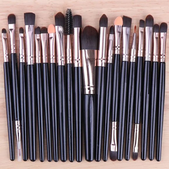 Other - 20 pc Makeup Brushes - black/rose gold